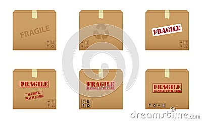 Collection of cardboard boxes Vector Illustration