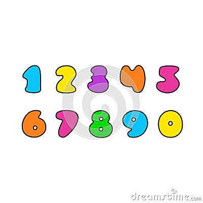 Vector set of colorful numbers Vector Illustration