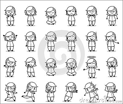 Collection of Cartoon Housewife Poses - Various Concepts Vector illustrations Vector Illustration