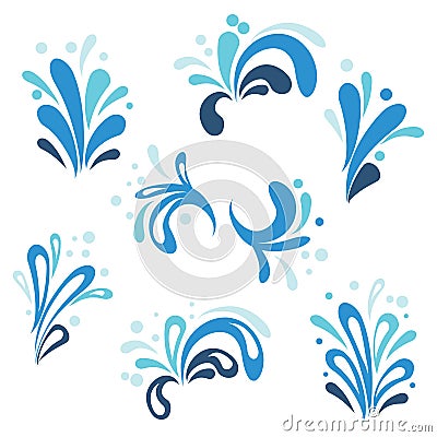 Collection of cartoon water splashes Vector Illustration
