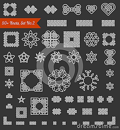 50+ collection of Celtic, Chinese and other knots and design elements for use in your creative projects. Set No. 2. Vector. Vector Illustration