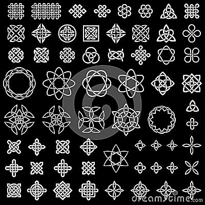 50 collection of Celtic, Chinese and other knots Vector Illustration