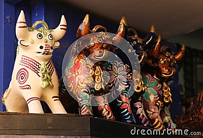 A collection of Pucara Bull statues Stock Photo