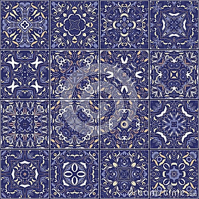 A collection of ceramic tiles in retro colors. Vector Illustration