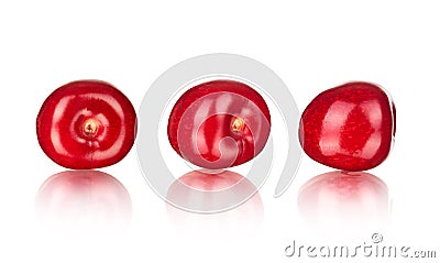 Collection of cherries with reflection Stock Photo