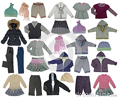 Collection of children clothes Stock Photo