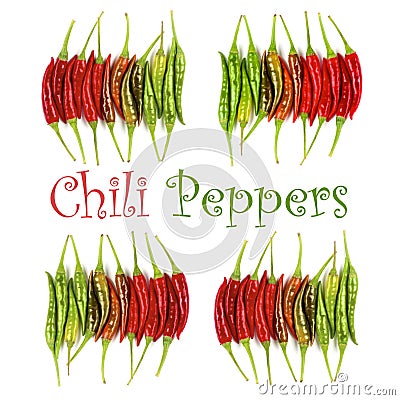 Collection of Chili Peppers Stock Photo