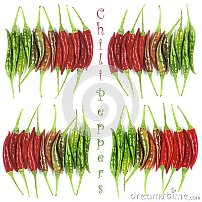 Collection of Chili Peppers Stock Photo