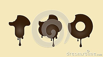 Collection of chocolate black baked. Vector Illustration