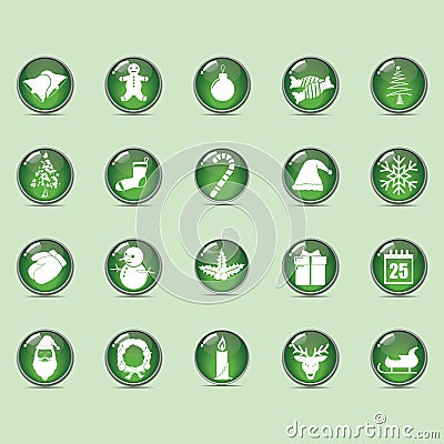 Collection of christmas buttons. Vector illustration decorative background design Vector Illustration