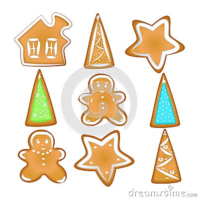 Collection of Christmas cookies. Homemade Gingerbread with spice Stock Photo