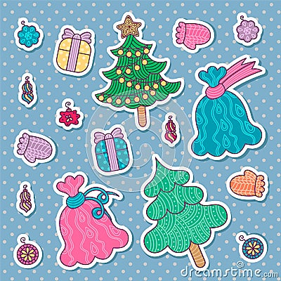 Collection of christmas decor icons Vector Illustration