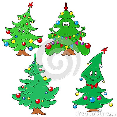 Collection of Christmas firs. Characters Christmas tree. Stock Photo