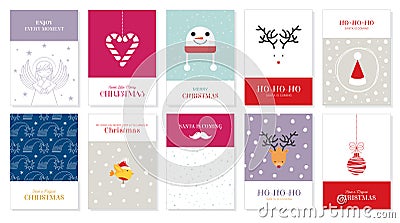 Vector Christmas Greeting Cards 4 Vector Illustration