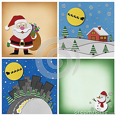 Collection of Christmas papercraft background. Stock Photo