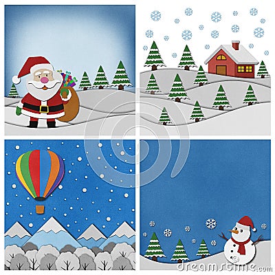 Collection of Christmas papercraft background. Stock Photo