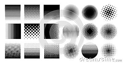 Collection circle halftone element, monochrome abstract graphic for DTP, prepress or generic concepts. Vector illustration. Vector Illustration