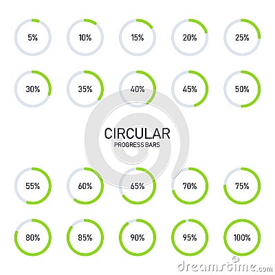 Collection of circular futuristic progress loading bar and buffering Cartoon Illustration