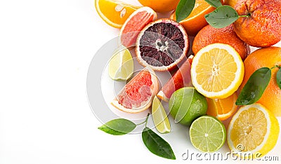 Collection citrus fruit isolated Stock Photo
