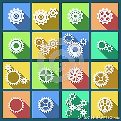 Collection of cogs and gears icons set Vector Illustration