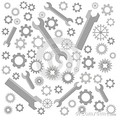 Collection of cogs and wrenches, gears pattern Vector Illustration