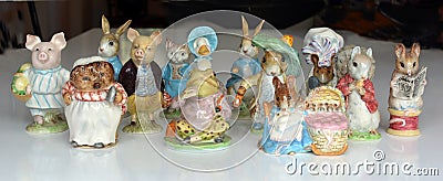 Collection of Collectable Beswick Beatrix Potter Figurines. Stock Photo