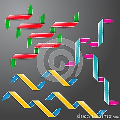 Collection of the color paper ribbons Vector Illustration