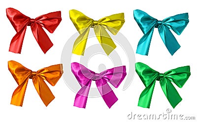 Collection of colored bows. Gift bows. Stock Photo