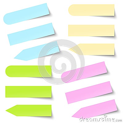 Collection of colored note / memo blank Vector Illustration