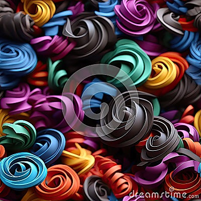 Collection of colored spirals made of paper, with foreboding colors (tiled) Stock Photo