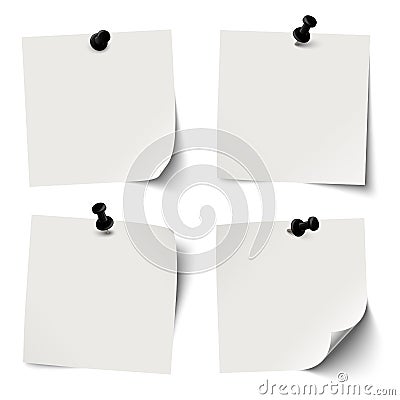 collection of colored sticky papers with black pin needle Vector Illustration