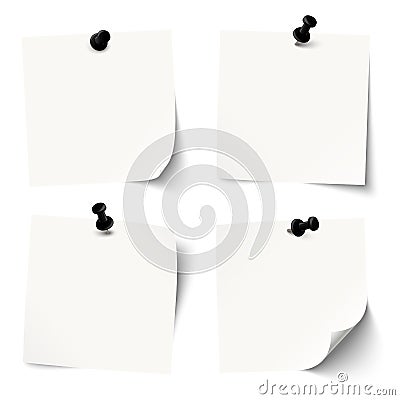 collection of colored sticky papers with black pin needle Vector Illustration