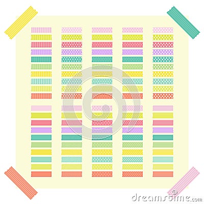 Collection of colorful adhesive tape or stickers. Set of ribbons Vector Illustration