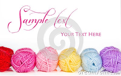 Collection of colorful balls of woolen yarn Stock Photo