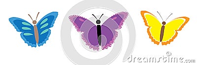 Collection of colorful butterflies Vector Illustration