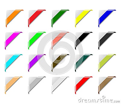 Colorful Corner Ribbons Set Vector Illustration