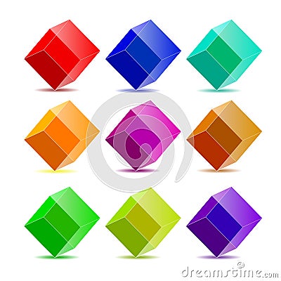 Collection colorful cubes Vector Illustration