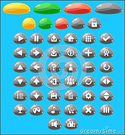 Colorful Jelly Game Button Set Vector Illustration