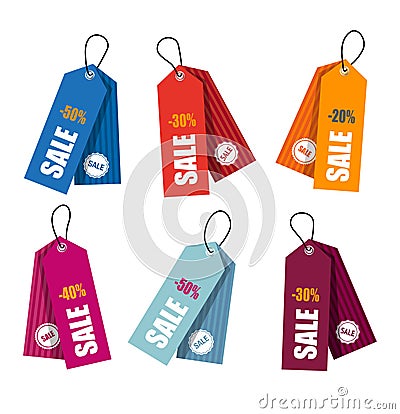 Collection of colorful price tags Vector Illustration