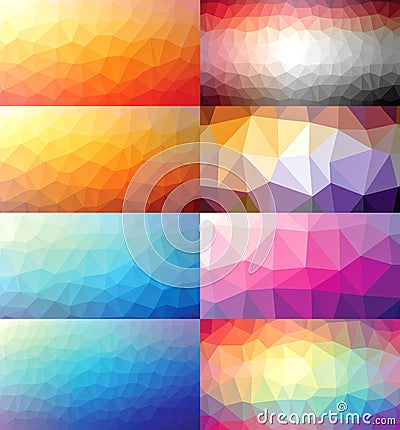 Colorful set of polygonal backgrounds Vector Illustration