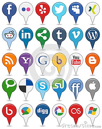 Collection of Colorful Social Media Icons [1] Vector Illustration