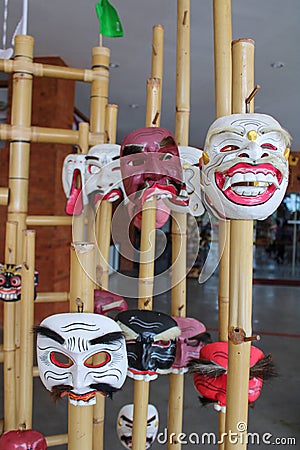 A collection of colourful Balinese masks Stock Photo