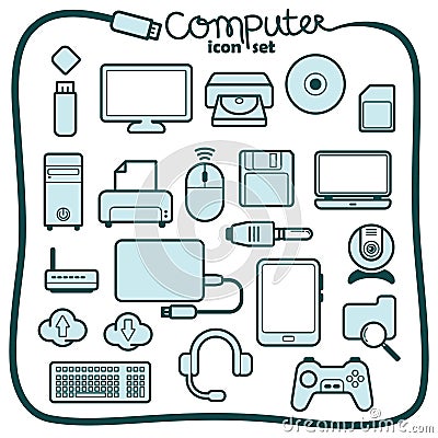 Collection of computer icons. Vector illustration decorative design Vector Illustration
