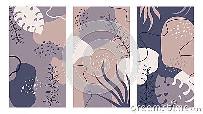 collection of contemporary art posters boho style Vector Illustration