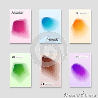 Collection of Covers with Abstract Gradient Figures. Vector Illustration