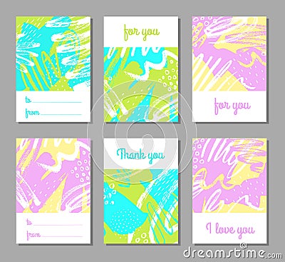 Collection of creative universal artistic cards Vector Illustration