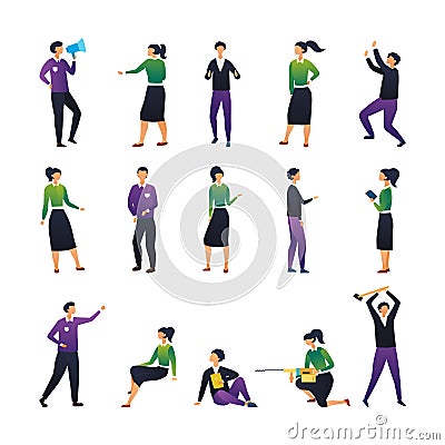 Collection Creative Various Lifestyle Character. Set of Crowd of People Performing Activity. Flat style. Vector Vector Illustration