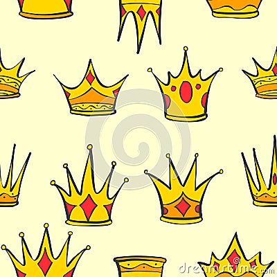 Collection crown gold style Vector Illustration