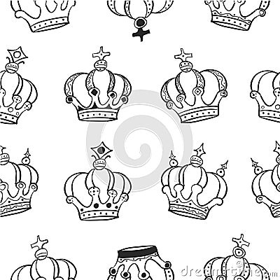 Collection crown hand draw pattern Vector Illustration