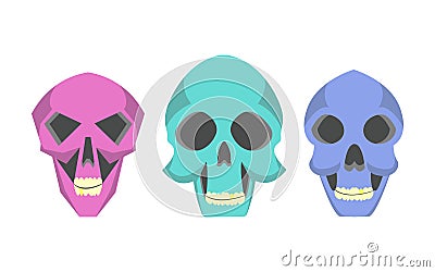 Collection cute cartoon skulls Vector Illustration
